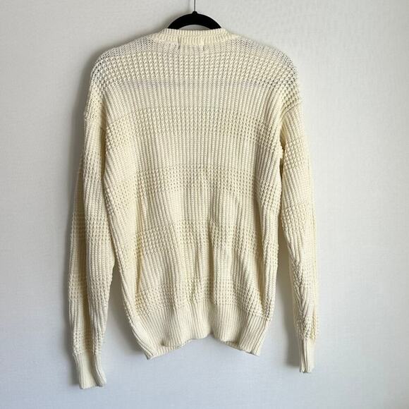 Vintage America Weekend Medium Cream / Yellow Fisherman Knit Slouchy Cardigan - Picture 2 of 7